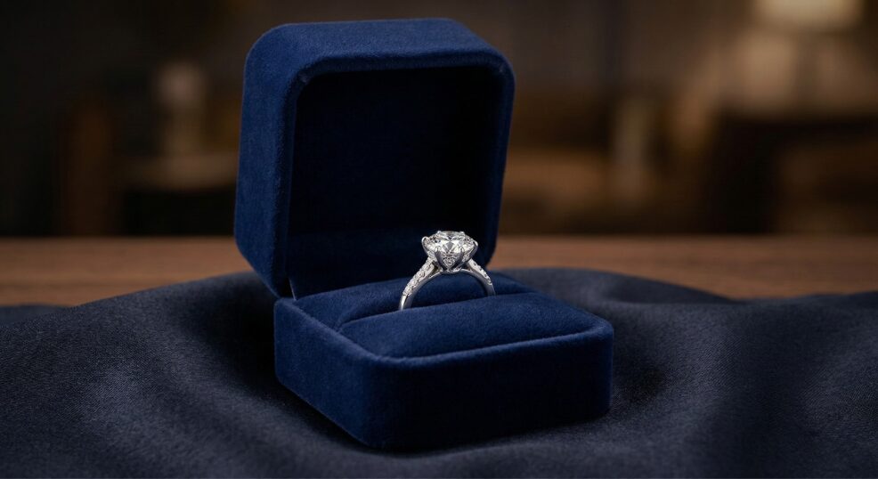 合成ダイヤをあしらった婚約指輪のイメージ画像