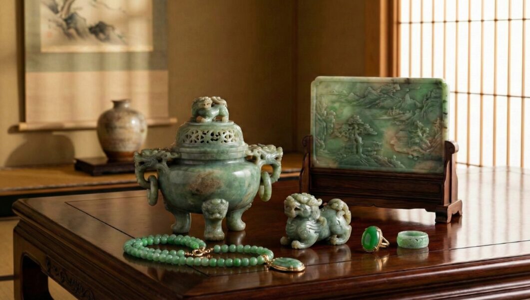 翡翠の置物や香炉のイメージ画像