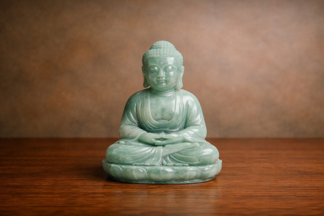 微笑んでいる翡翠の仏像のイメージ画像