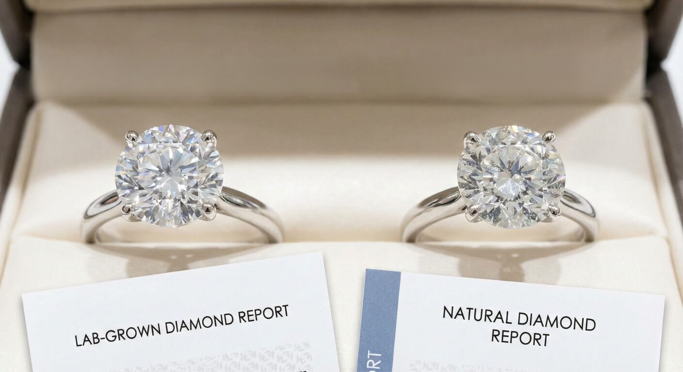 天然ダイヤモンドとラボグロウンダイヤを比較したイメージ画像