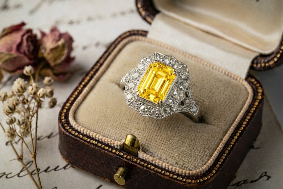 高品質なイエローカラーダイヤの指輪のイメージ画像