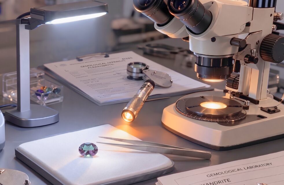 宝石専門店におけるアレキサンドライトの詳細査定イメージ画像