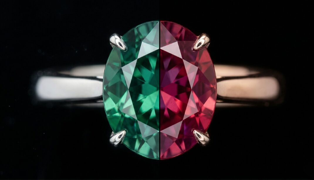 高品質な変色グレードのアレキサンドライトリング