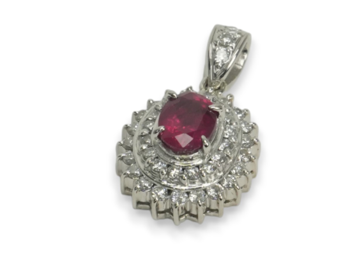 投稿記事「ルビー ダイヤモンド ペンダント トップ Pt900 1.08ct D0.50ctを買取しました！」の商品画像