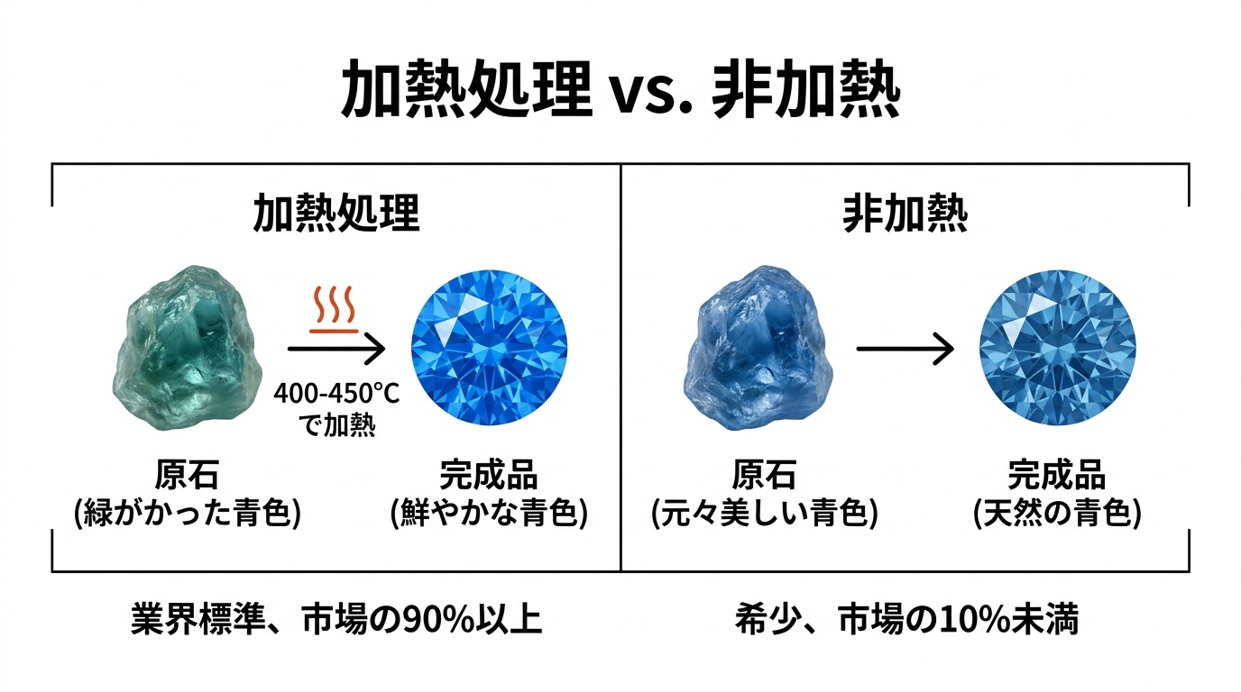 アクアマリンの「非加熱」で+20〜50%の上乗せ｜天然の色のまま売ると