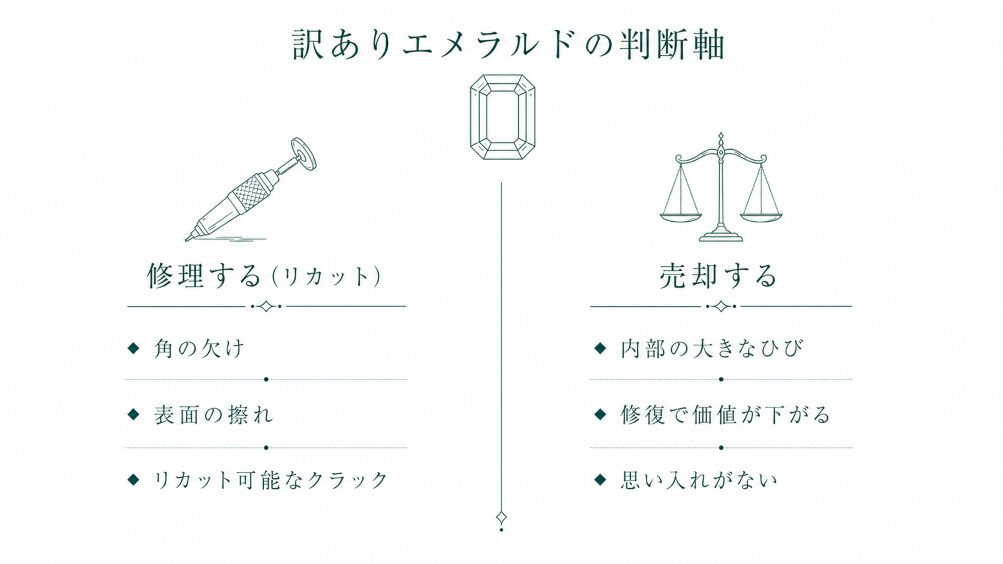 訳アリエメラルドの判断軸の図解画像