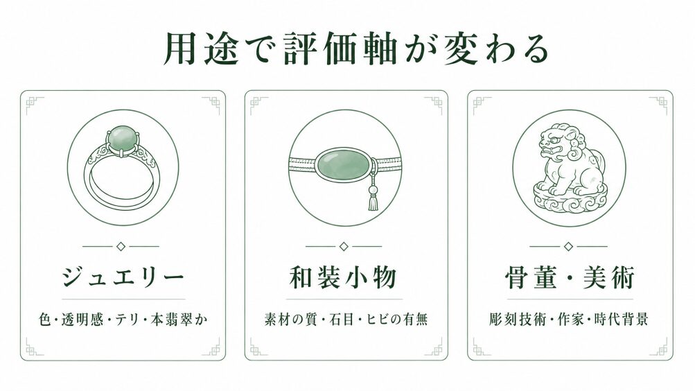 翡翠は「用途」で評価軸が変わる