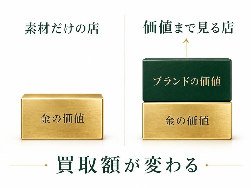 シハラの買取額は「貴金属の価値」に「ブランドの価値」が上乗せされて決まる