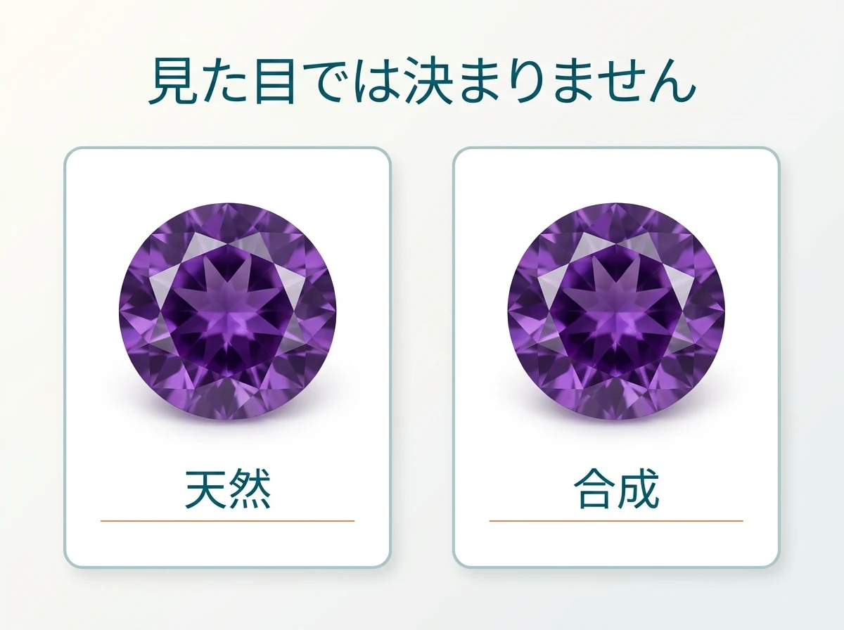見た目が同じ2つのアメジストを並べた図