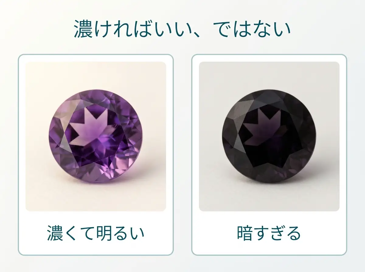濃くて明るい石と、暗すぎる石を並べた図