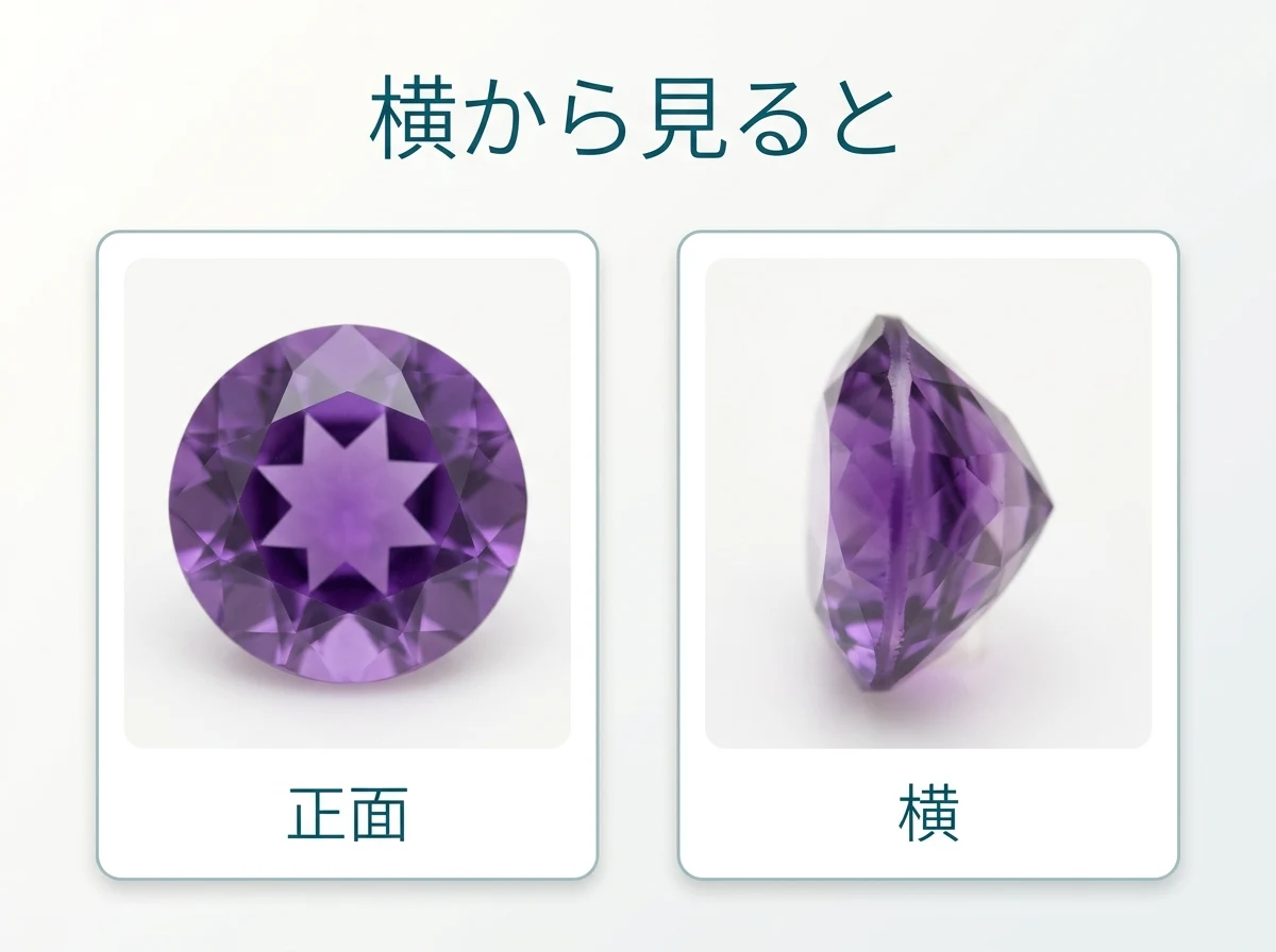 正面から見た石と横から見た石を並べた図