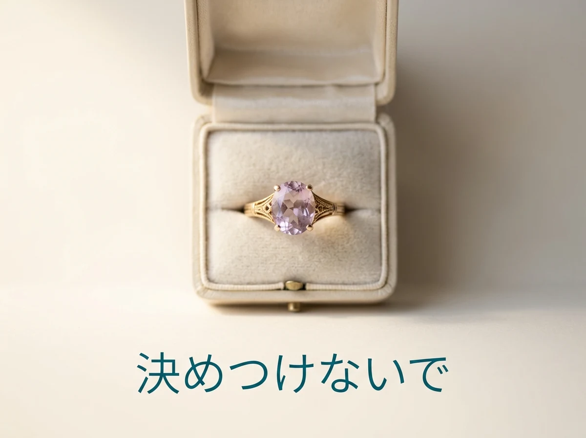 小箱に入った淡い紫のアメジストの指輪