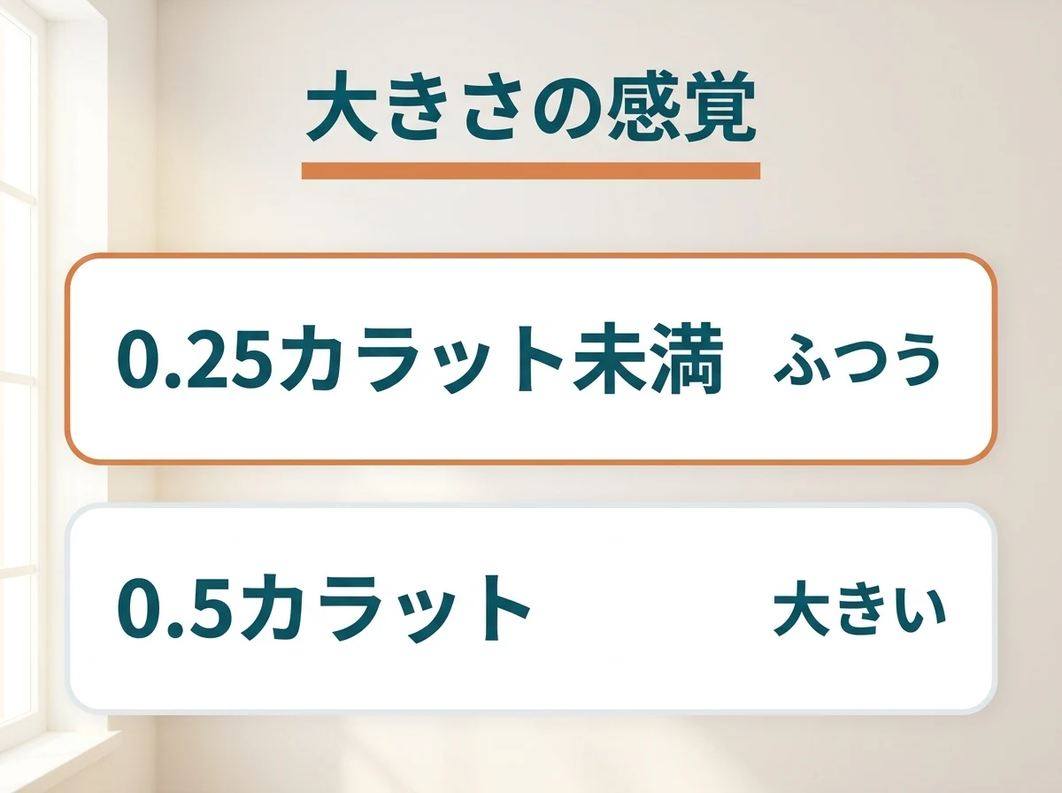 アウイナイトでは0.5カラットで大きいとされることを示した図