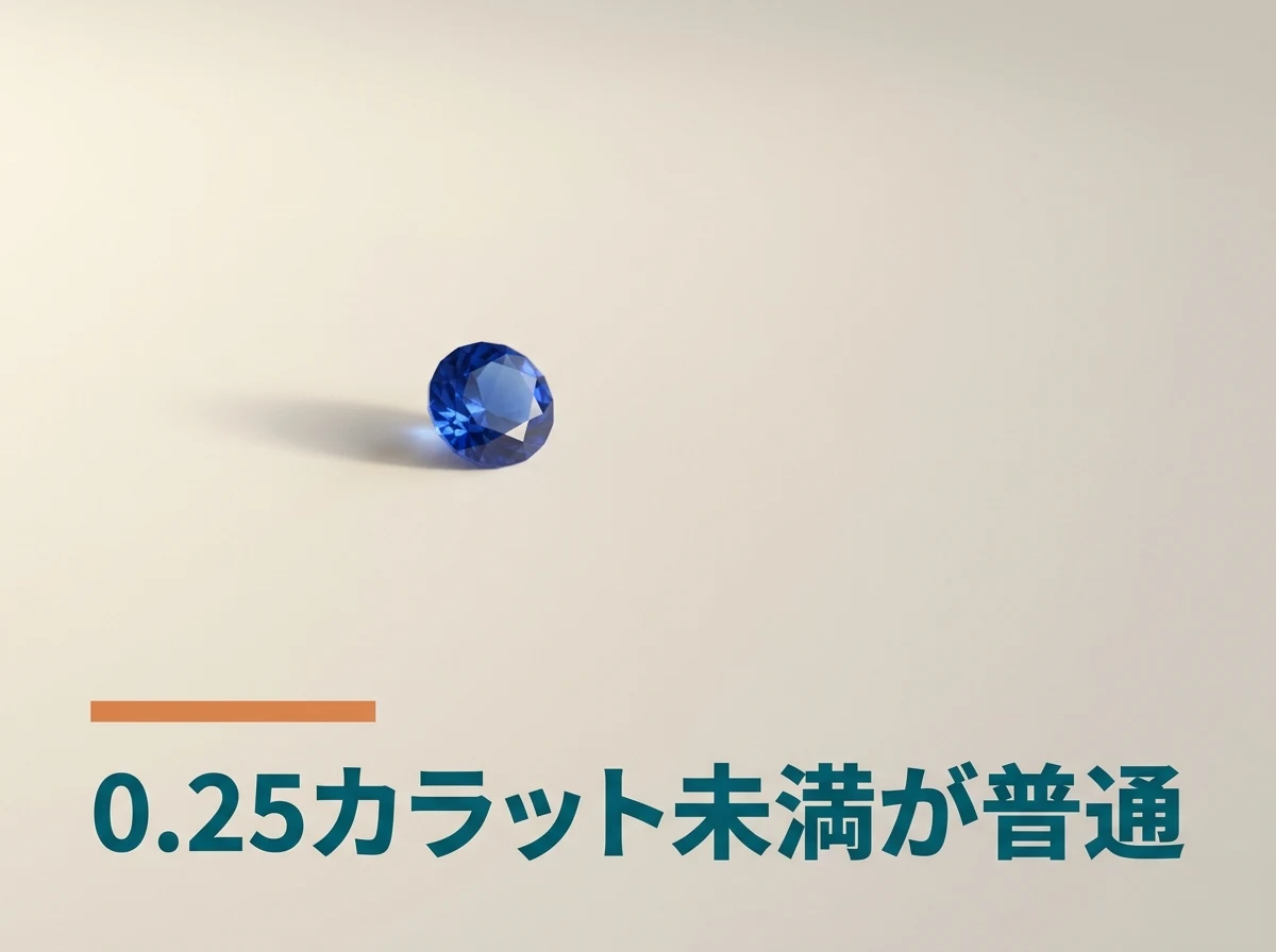 広い余白のなかに1粒だけ置かれた、とても小さな青いアウイナイトのルース