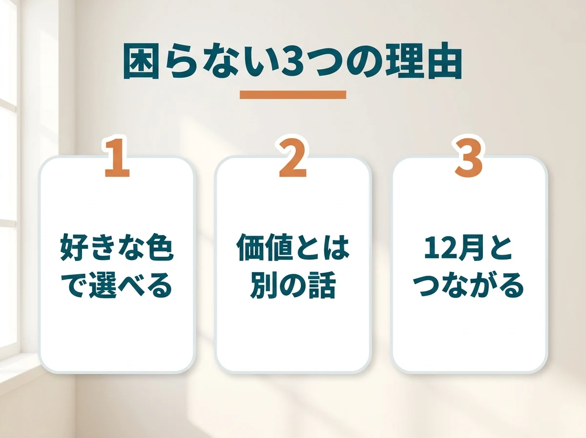 誕生石ではなくても困らない3つの理由を示した図
