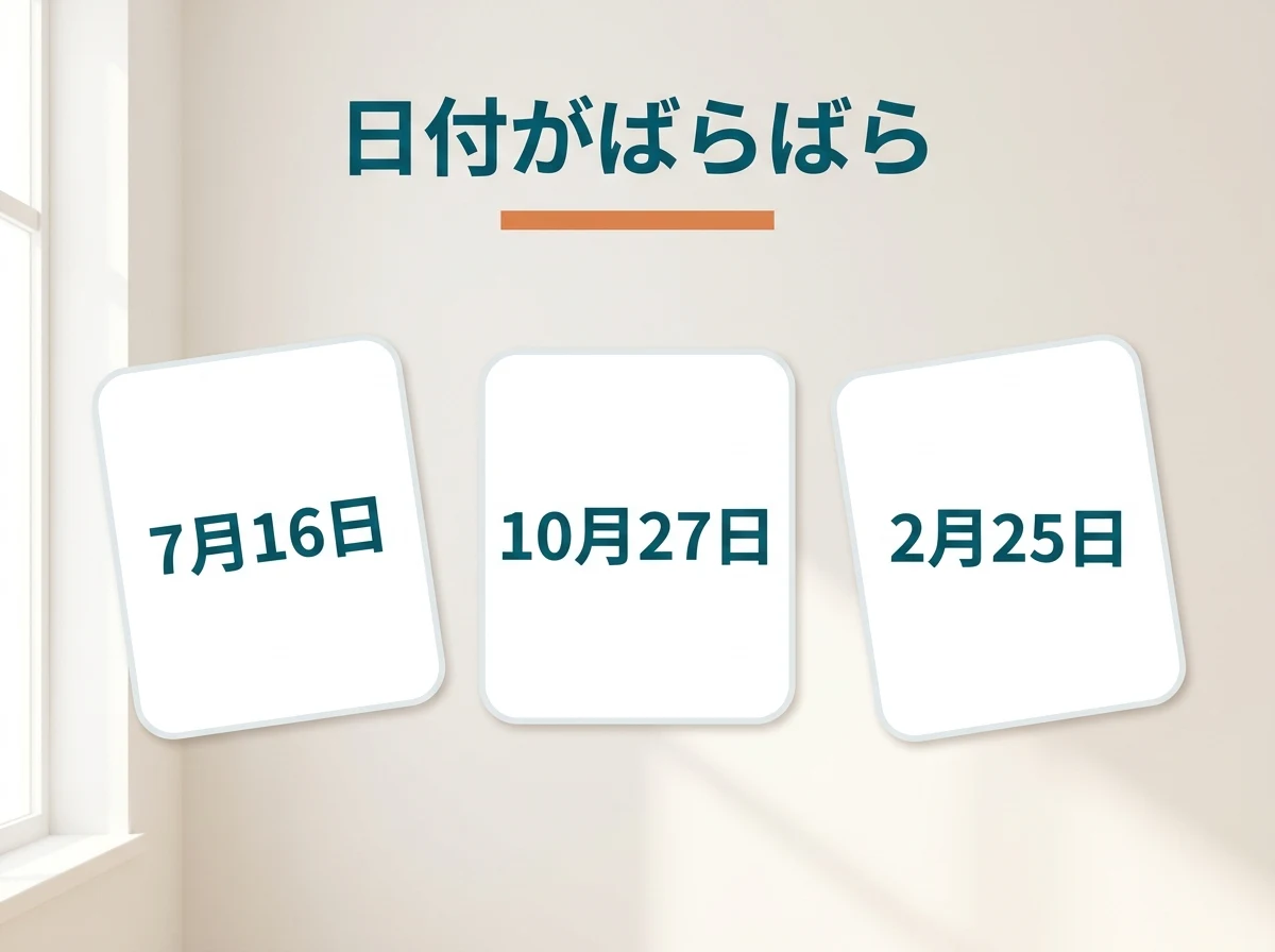 誕生日石の日付がサイトによってばらばらであることを示した図