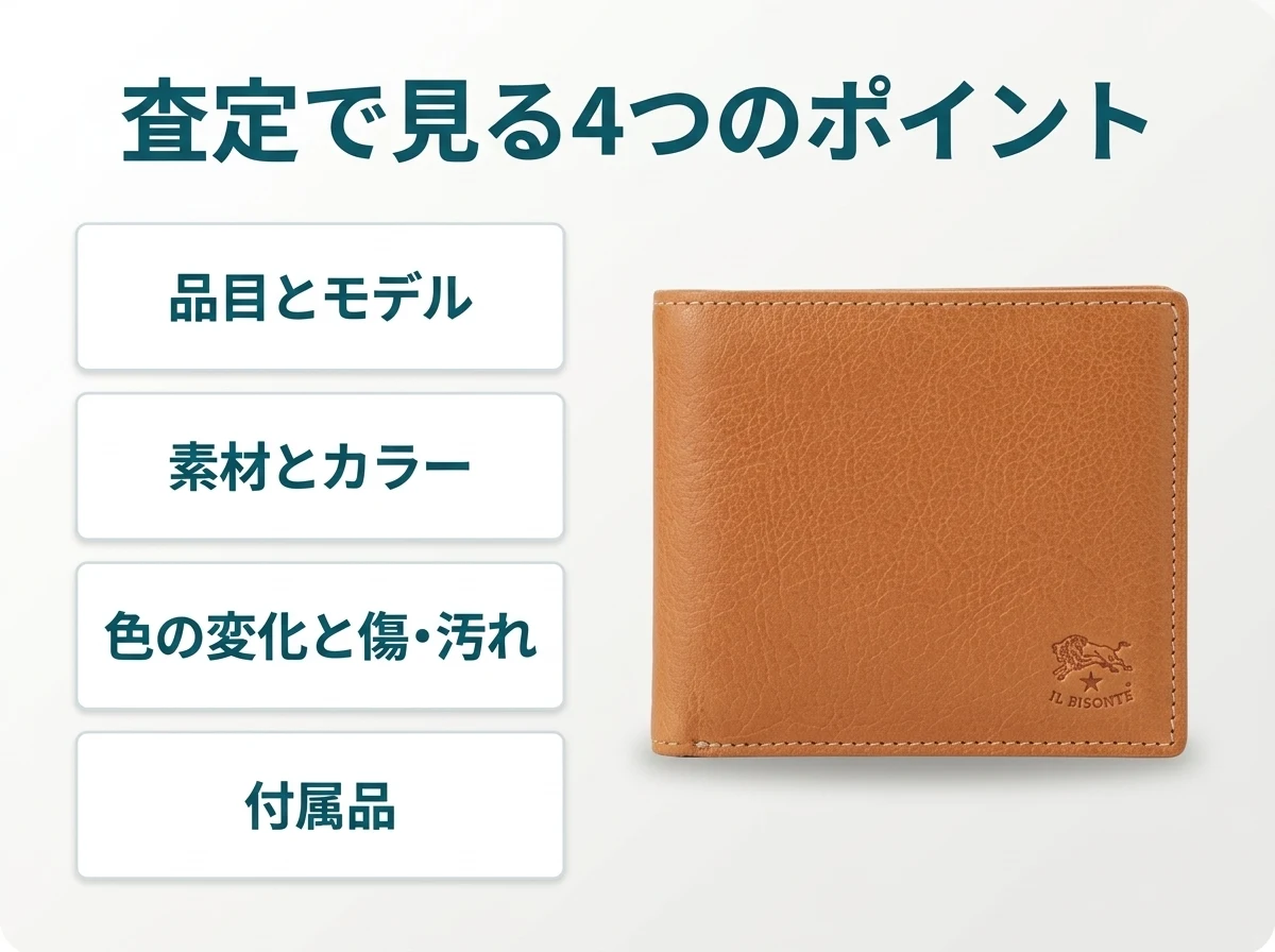 イルビゾンテの査定で見る4つのポイント。品目とモデル、素材とカラー、色の変化と傷・汚れ、付属品