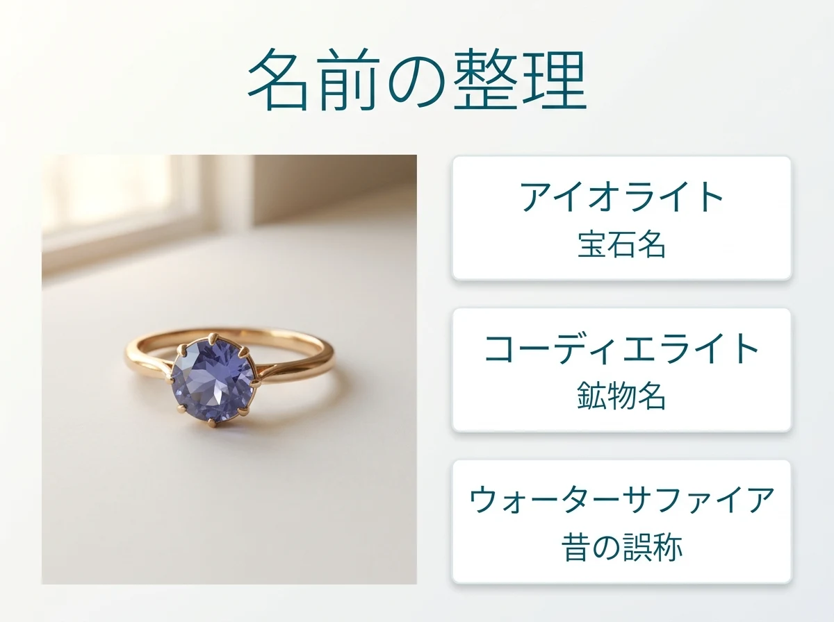 アイオライトの名前の整理を示した図