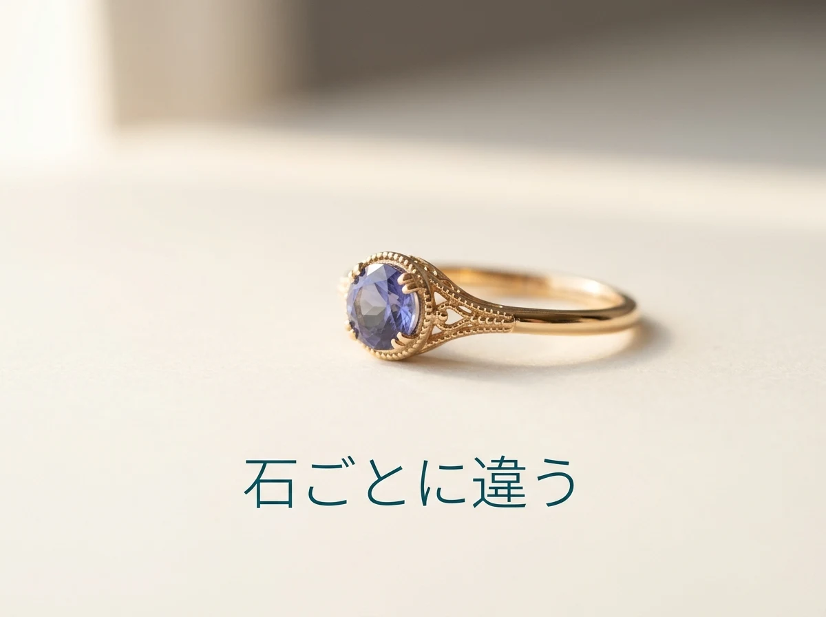小粒のアイオライトの指輪