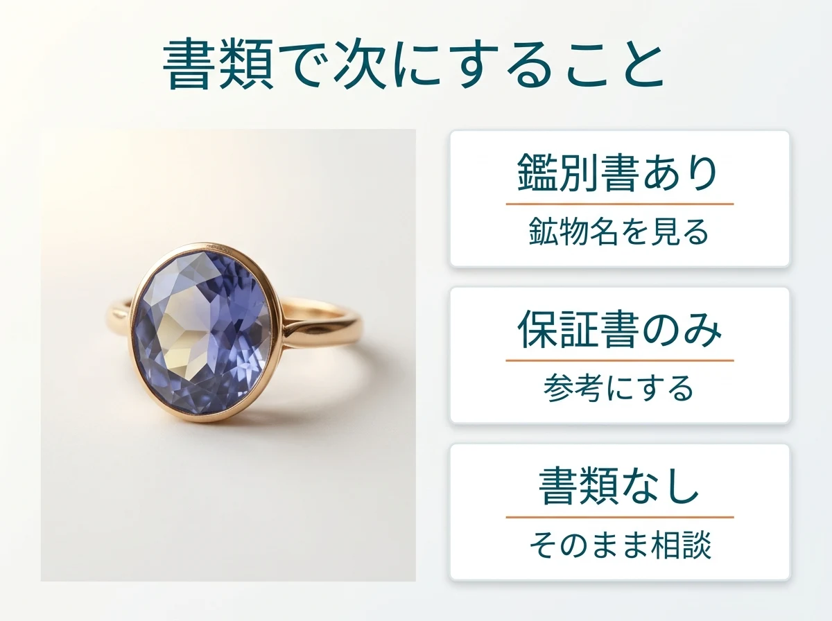 書類の有無ごとに次にすることを示した図