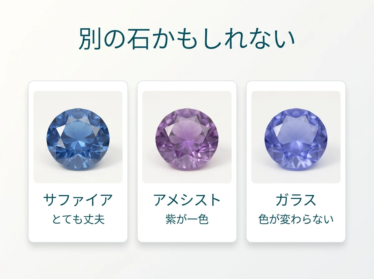 サファイア・アメシスト・ガラスの手がかりを並べた図