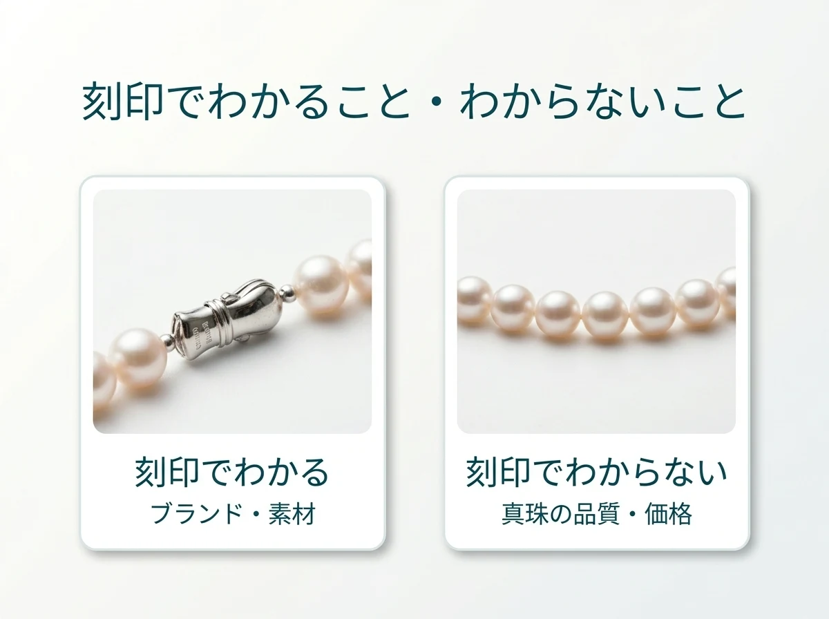 刻印でわかるのはブランドと素材。真珠の品質や買取価格は刻印ではわかりません