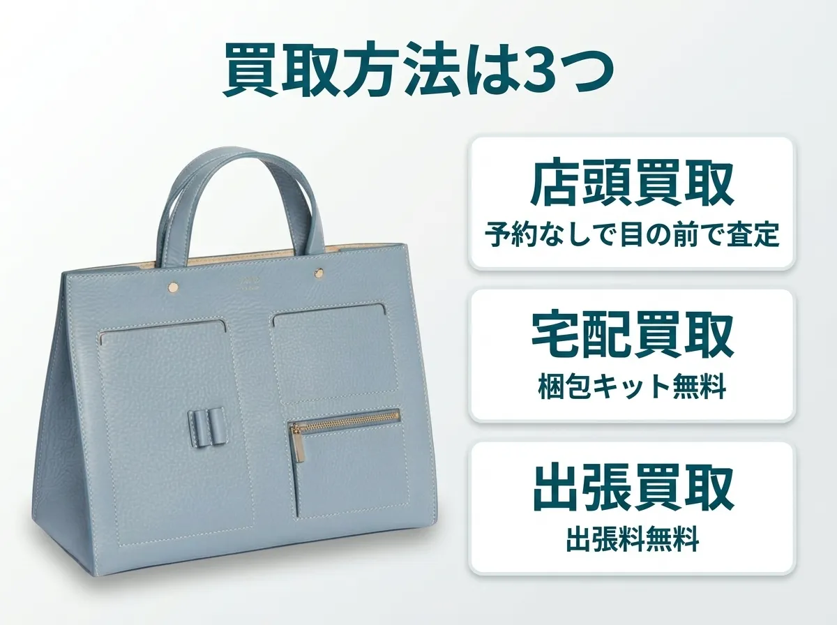 OADニューヨークの買取方法は、店頭買取・宅配買取・出張買取の3つから選べます