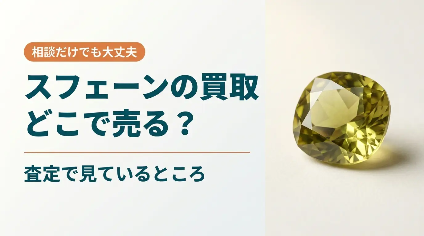 スフェーンのルースと、買取査定で見ているところを示した画像