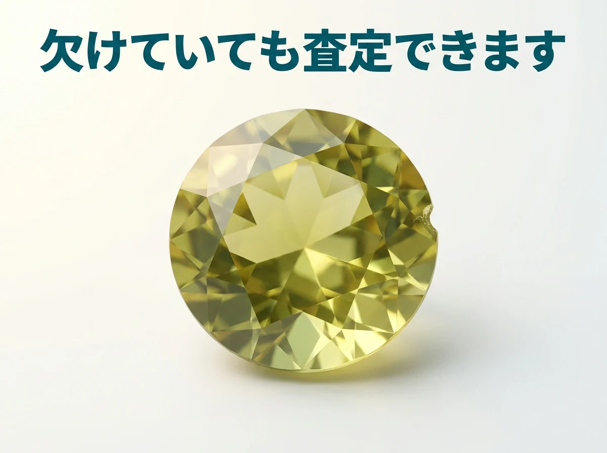 縁に小さな欠けのあるスフェーンのルース