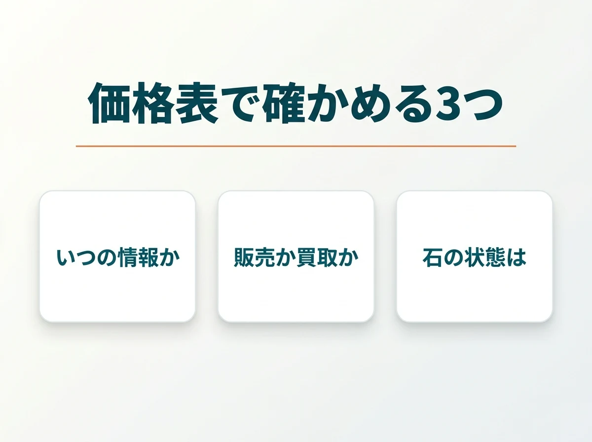価格表を見るときに確かめる3つの項目
