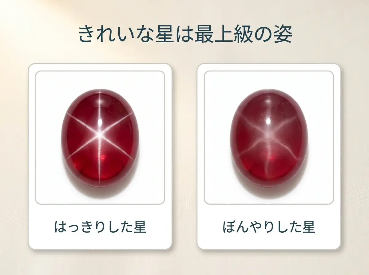 はっきりした星とぼんやりした星のスタールビーを並べた図