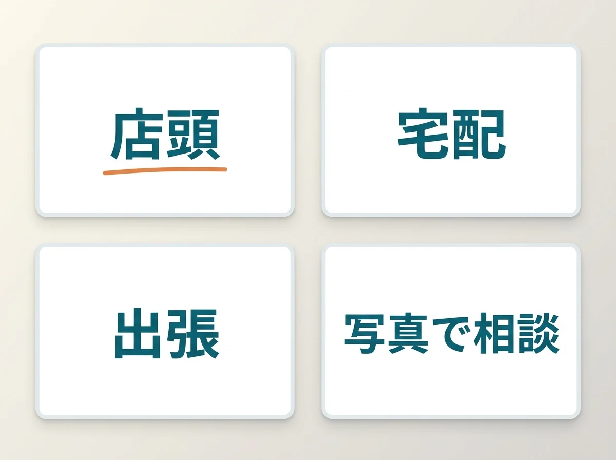 おもいおの査定の方法。店頭・宅配・出張・LINEで写真を送って相談の4つ