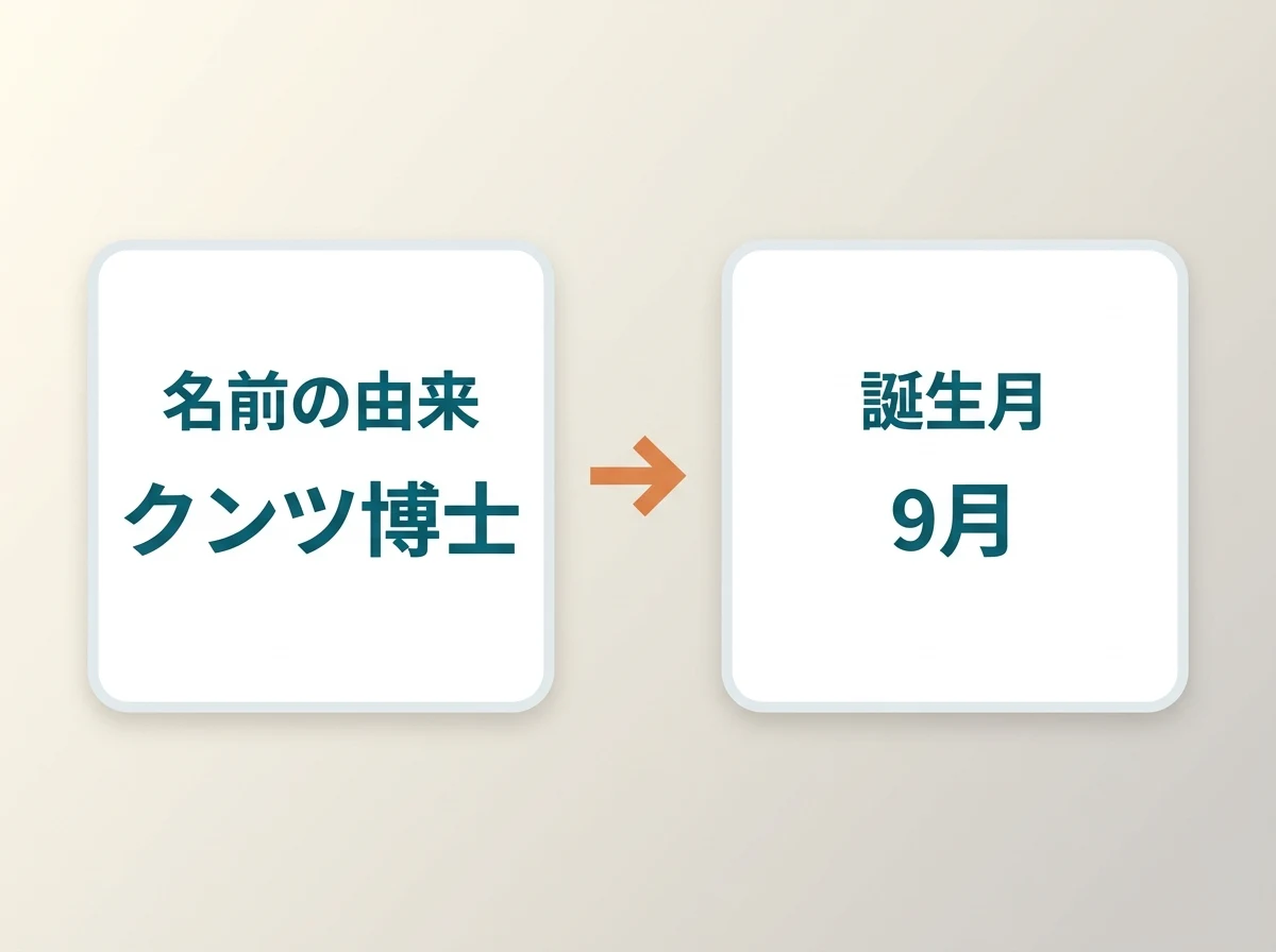 名前の由来のクンツ博士が9月生まれであることを示す図